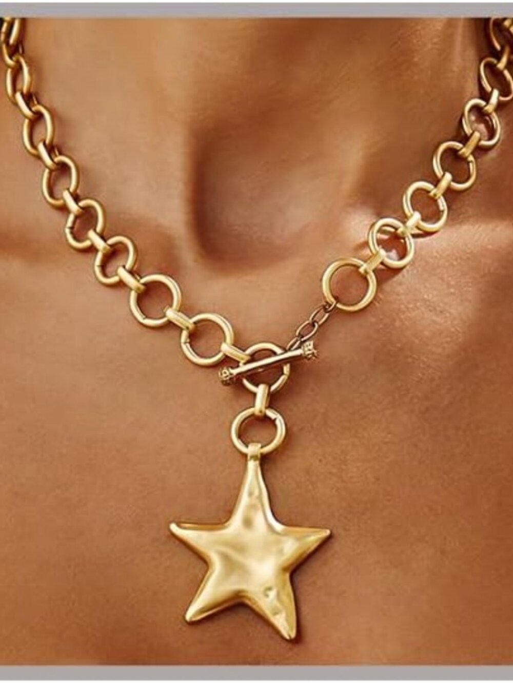 Chunky Star Necklace for Women Trendy Big Statement Necklace Large Star Pendant